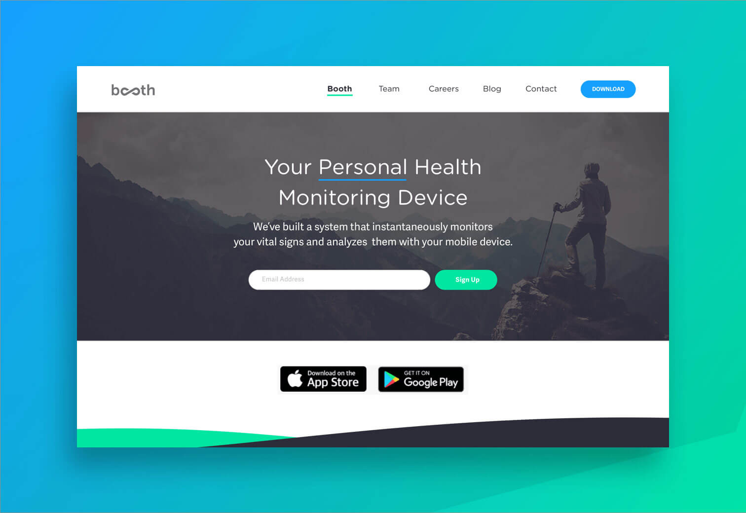 booth homepage - above fold