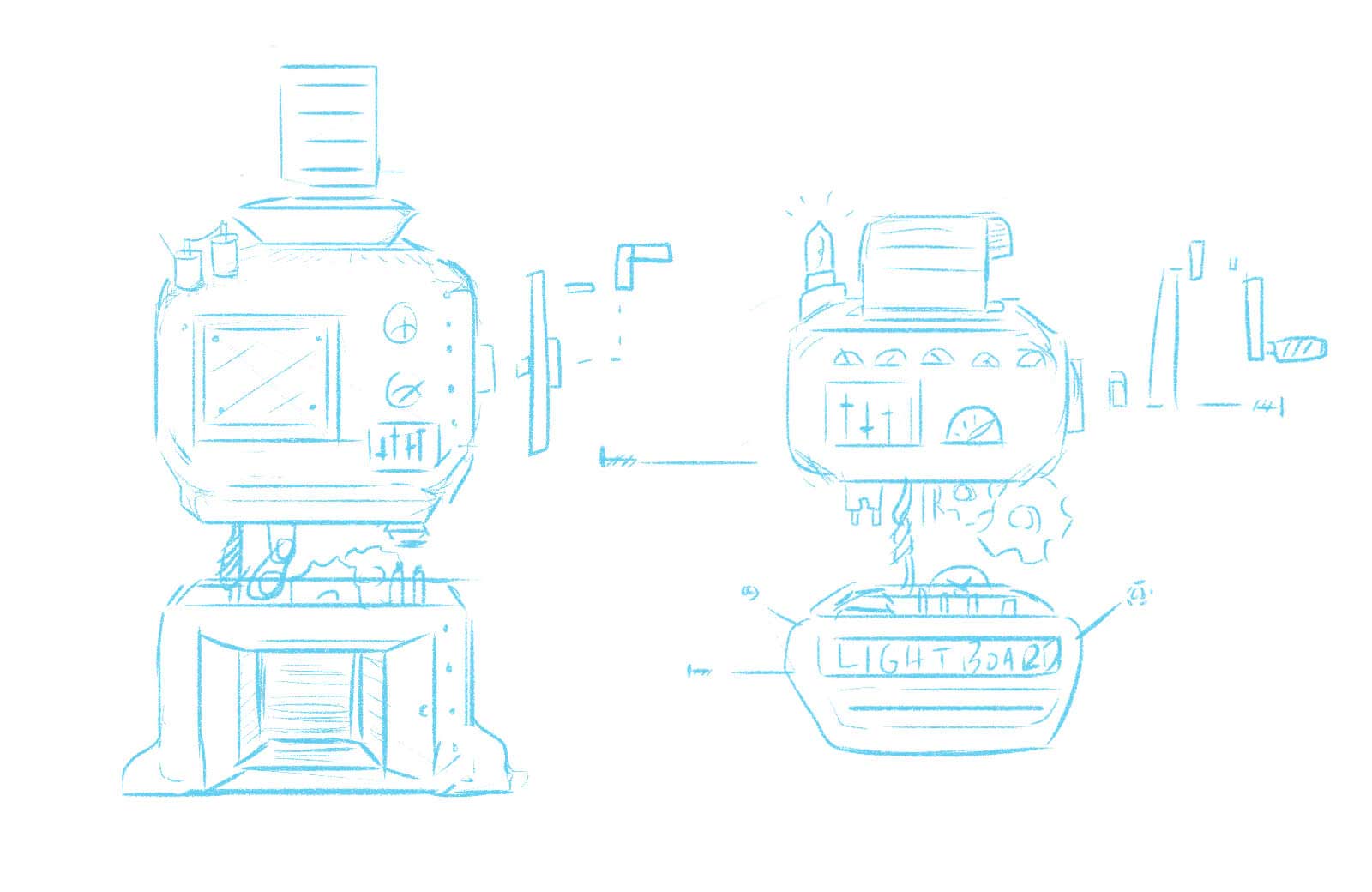 lightboard studio robot sketches 2