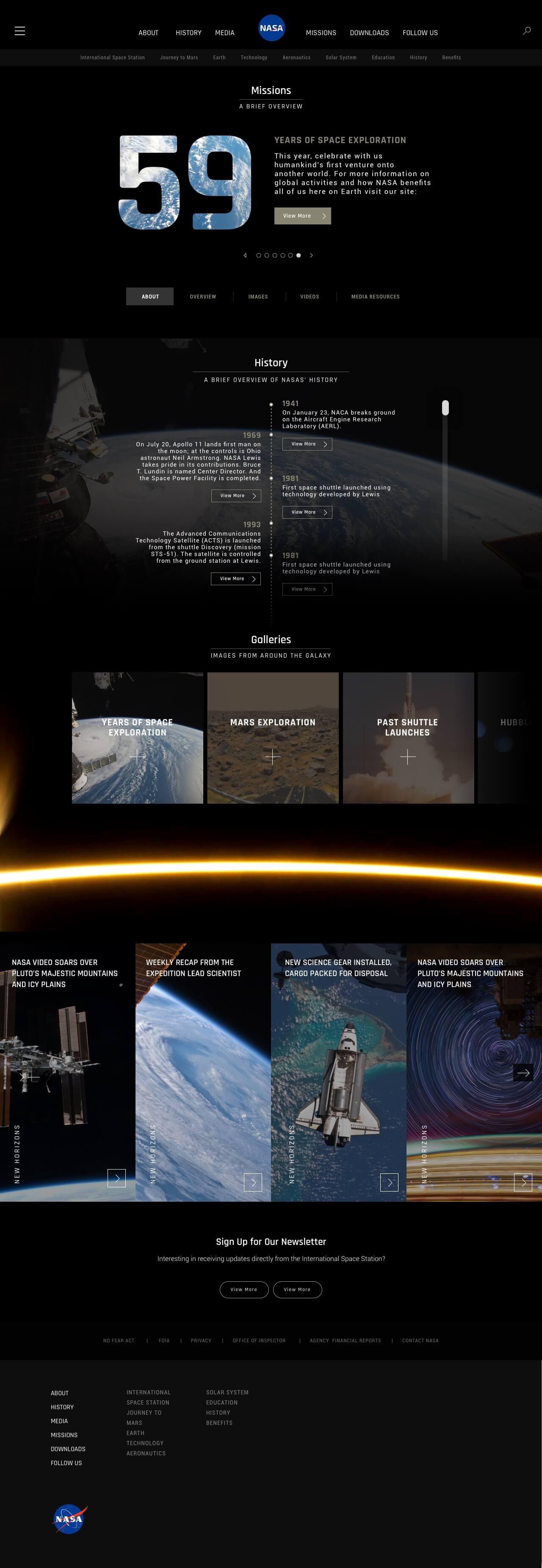 nasa redesign - homepage mockup